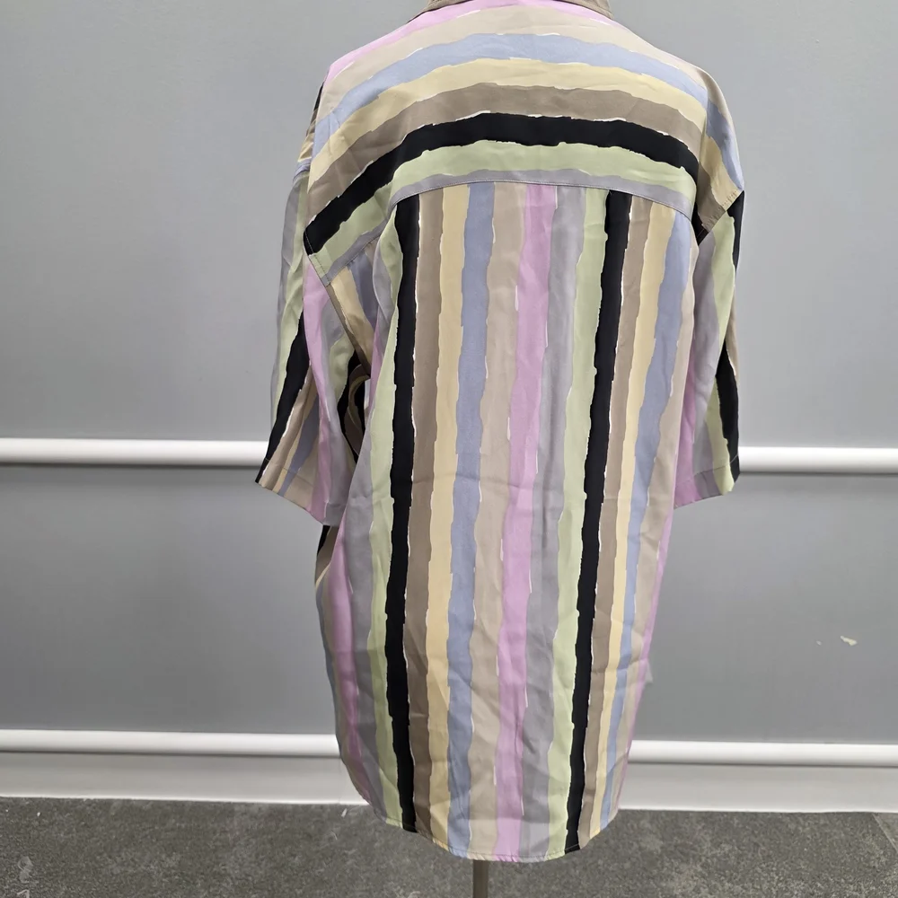 Stacy Adams Multicolor Striped Casual Button Down Shirt Silk - Picture 5 of 9